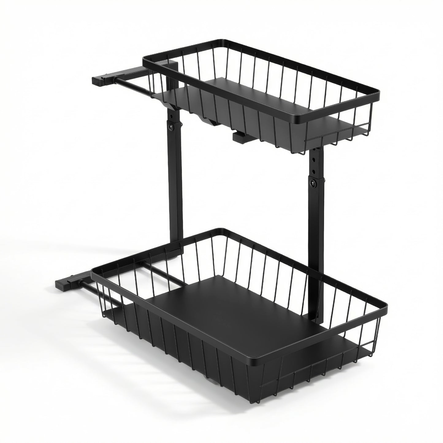 Artiss Under Sink Organizer Storage with 2 Slide Out Drawers 5 Adjustable Height Bathroom Kitchen Cabinet Black - Image 3