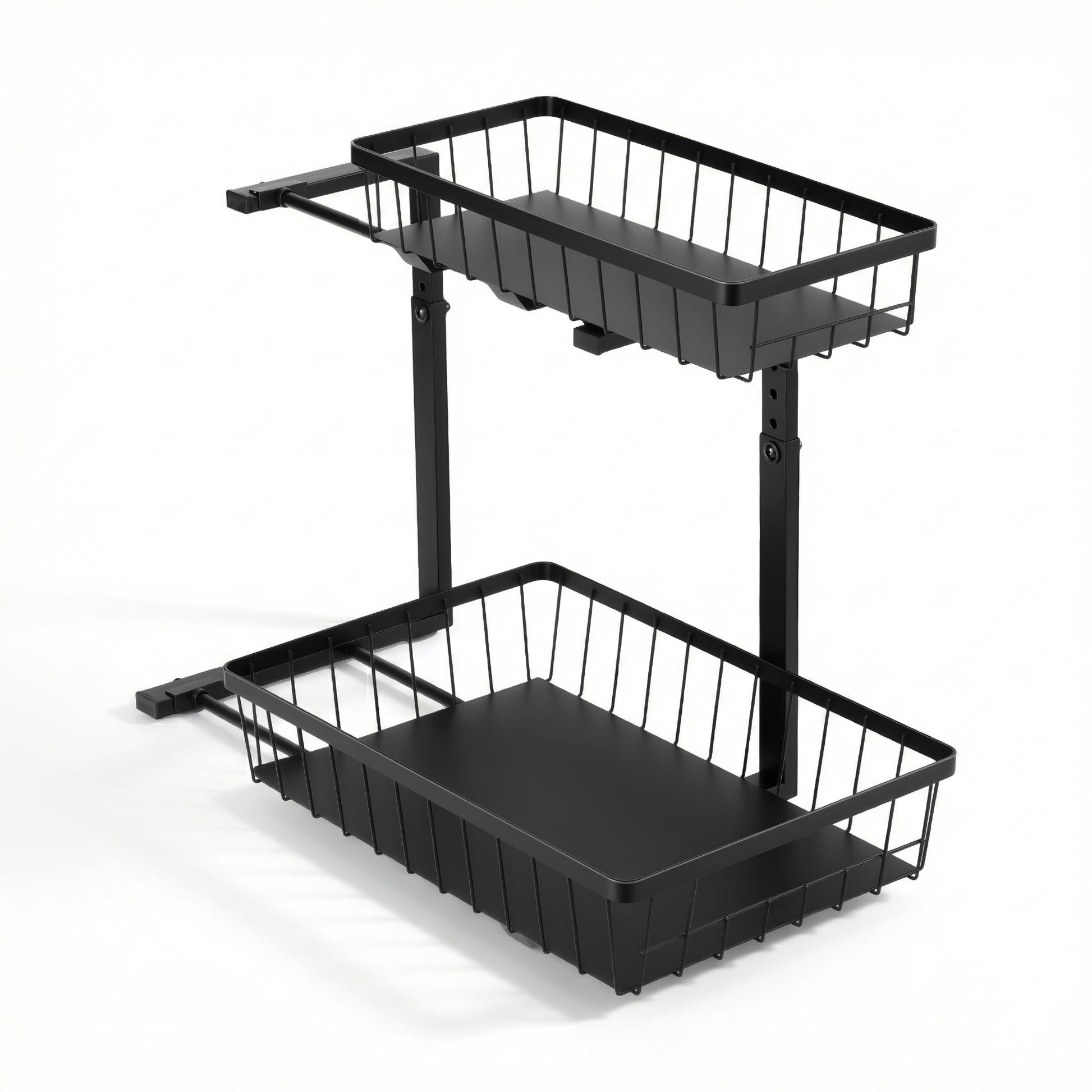Artiss Under Sink Organizer Storage with 2 Slide Out Drawers 5 Adjustable Height Bathroom Kitchen Cabinet Black - Image 3