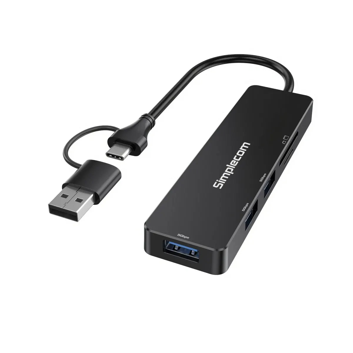 Simplecom CH365C SuperSpeed 3-Port USB Hub with SD MicroSD Card Reader USB-A and USB-C Dual Conne... - Image 2