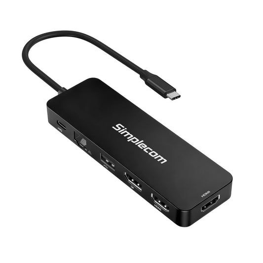Simplecom CHT811 11-in-1 USB-C 4K Triple Display MST Docking Station with Dual HDMI DP - USB, Blu...