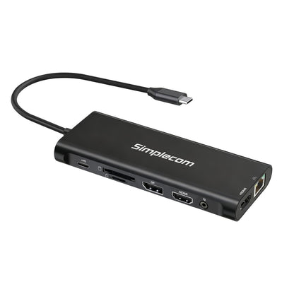 Simplecom CHT814 14-in-1 USB-C 4K Triple Display MST Docking Station with Dual HDMI DP - USB, Blu...