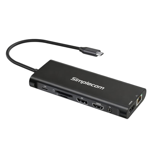 Simplecom CHT814 14-in-1 USB-C 4K Triple Display MST Docking Station with Dual HDMI DP - USB, Blu...