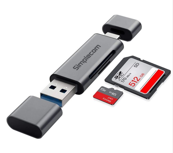 Simplecom CR402 SuperSpeed USB-C and USB-A SD/MicroSD Card Reader USB 3.2 Gen 1 (USB 3.0) - USB,...
