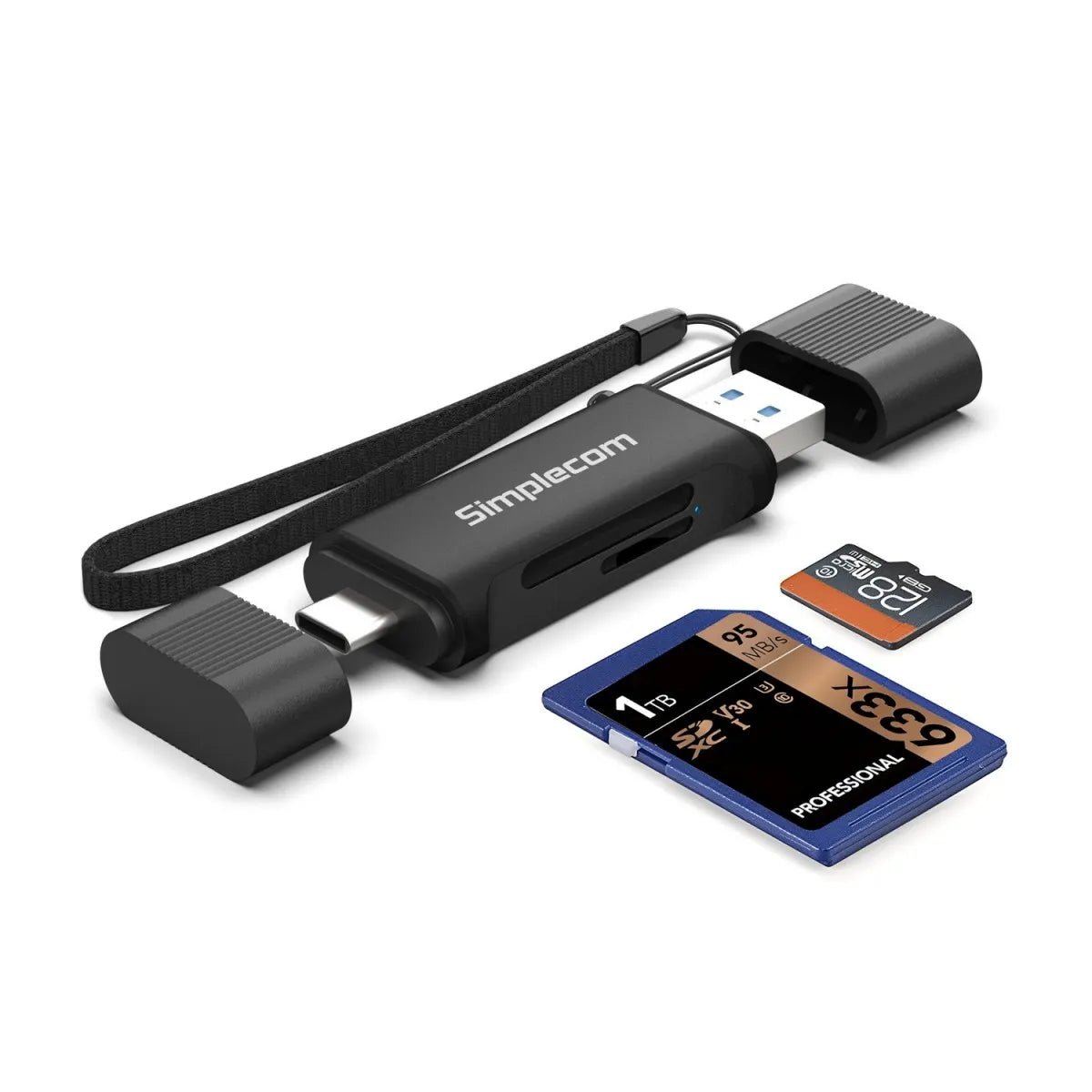 Simplecom CR402B SuperSpeed USB-C and USB-A Dual Slot Card Reader for SD MicroSD USB 3.2 Gen 1... - Image 2