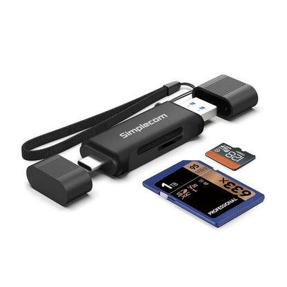 Simplecom CR402B SuperSpeed USB-C and USB-A Dual Slot Card Reader for SD MicroSD USB 3.2 Gen 1... - Image 2