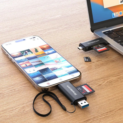 Simplecom CR402B SuperSpeed USB-C and USB-A Dual Slot Card Reader for SD MicroSD USB 3.2 Gen 1... - Image 4