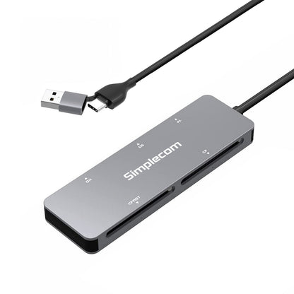 Simplecom CR407 5-Slot SuperSpeed USB 3.0 and USB-C to CFast/CF/XD/SD/MicroSD Card Reader - USB,...