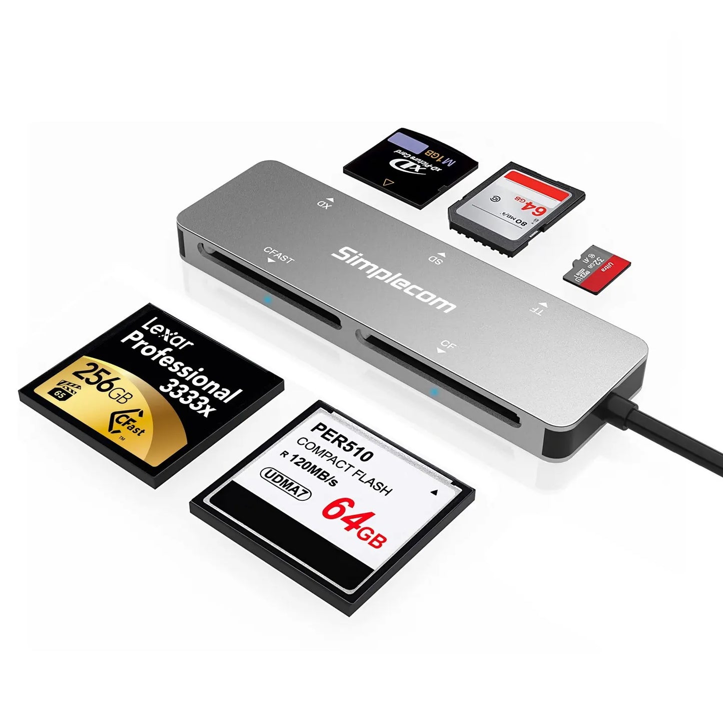 Simplecom CR407 5-Slot SuperSpeed USB 3.0 and USB-C to CFast/CF/XD/SD/MicroSD Card Reader - USB,... - Image 4