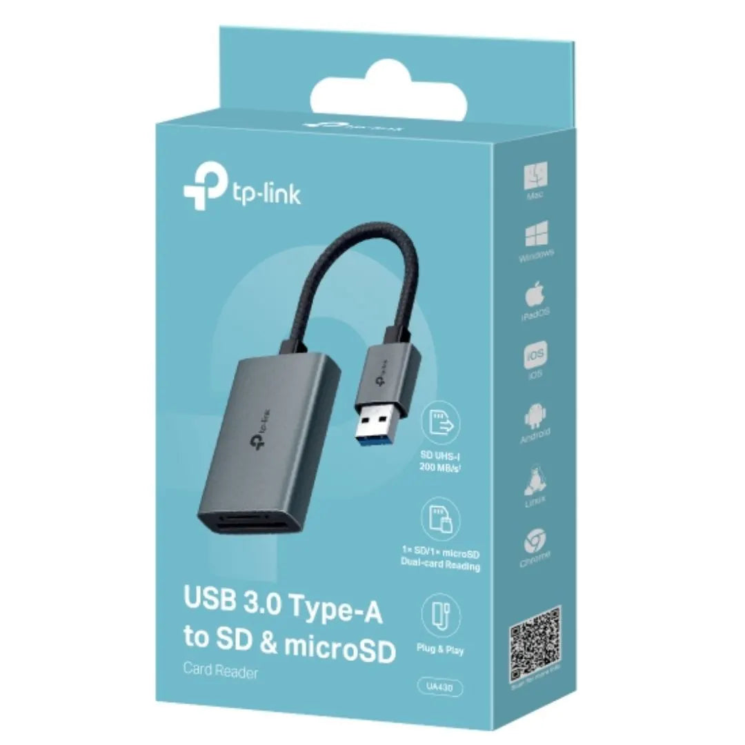 TP-Link UA430 USB 3.0 Type-A to SD  microSD 3.0 Card Reader, support SD，SDHC、SDXC，microSD、microSD...