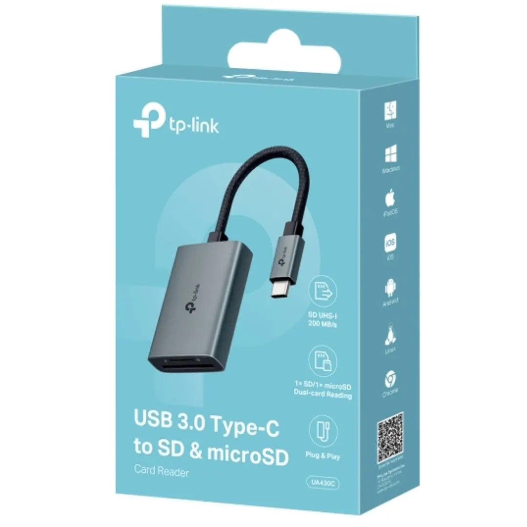 TP-Link UA430C USB 3.0 Type-C to SD  microSD 3.0 Card Reader, support SD，SDHC、SDXC，microSD、microS...
