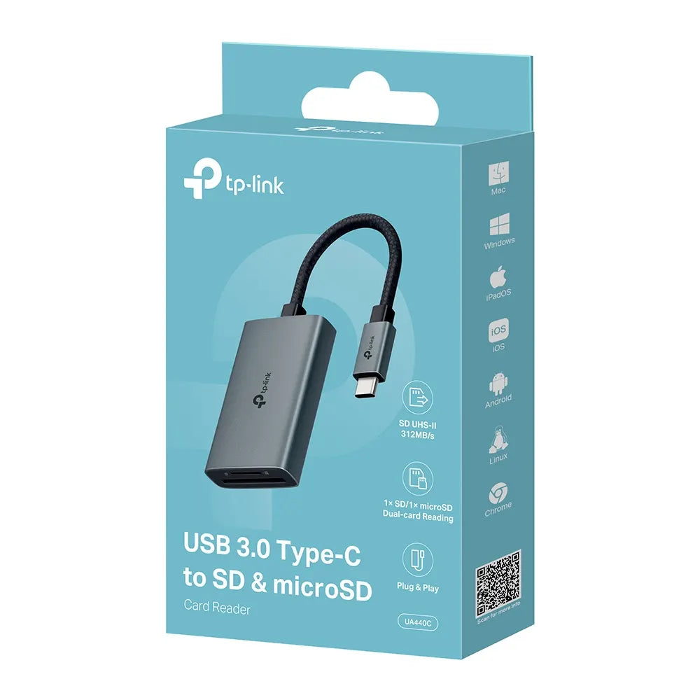 TP-Link UA440C USB 3.0 Type-C to SD  microSD 3.0 Card Reader, support SD, SDHC, SDXC, microSD, mi... - Image 4
