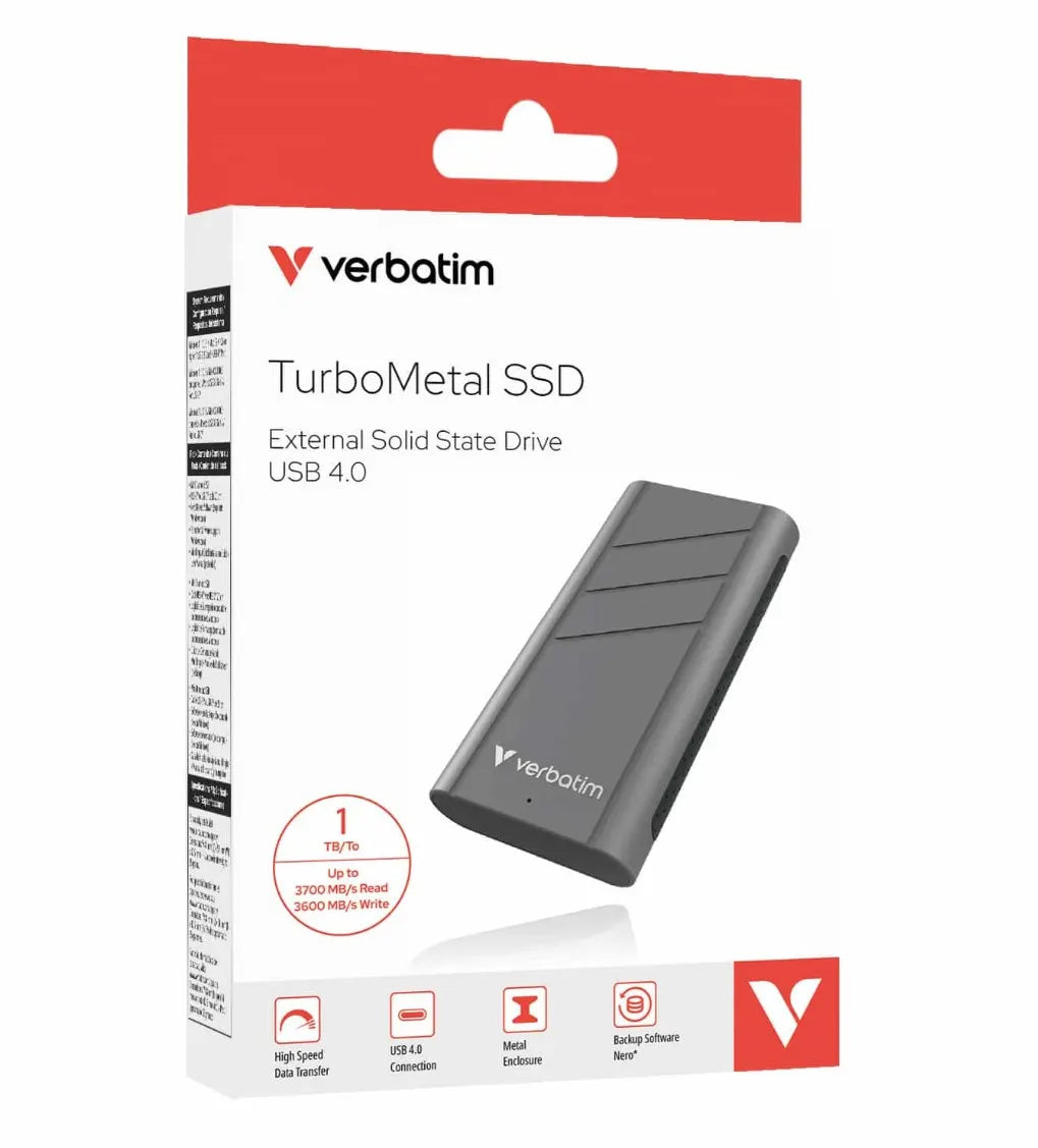 Verbatim TurboMetal SSD USB 4.0 1TB , High Speed Data transfer – up to 3700 MB/s read and 3600 MB...