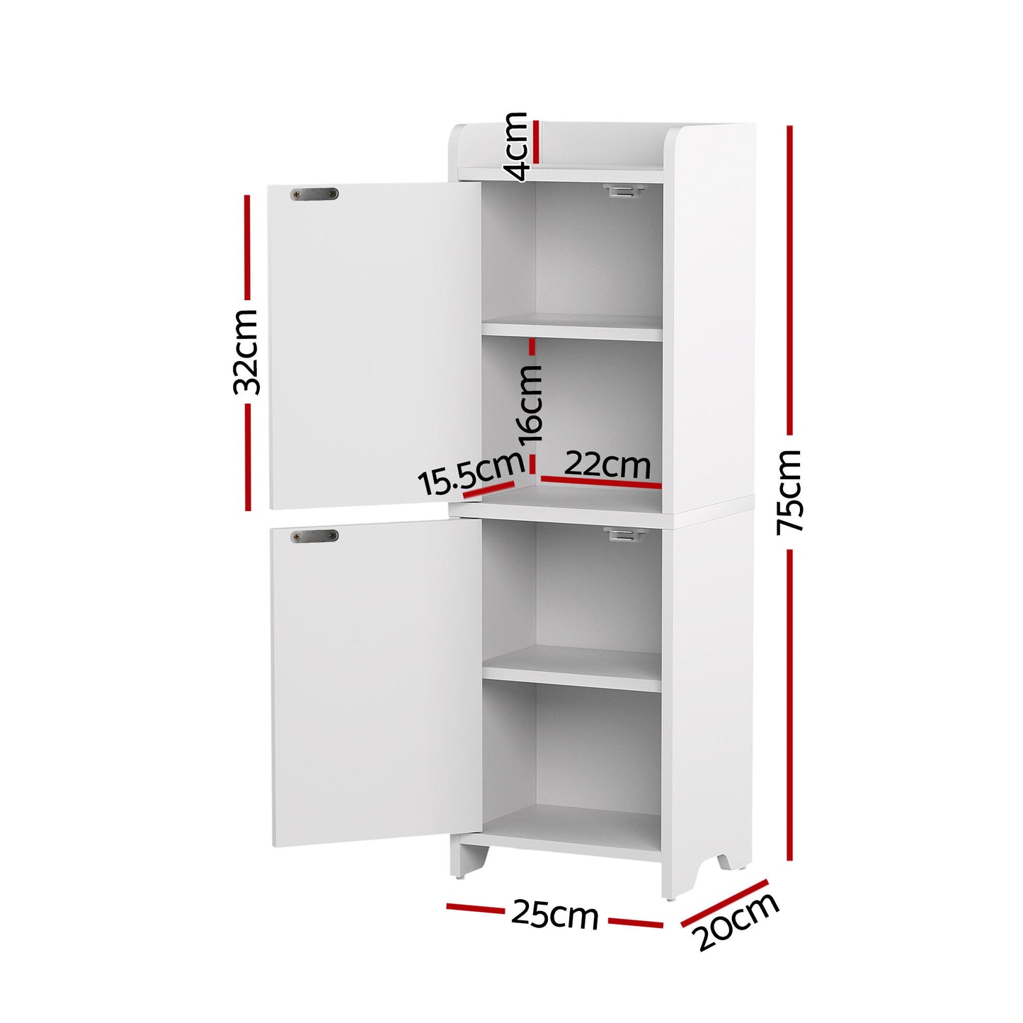 Artiss Bathroom Storage Cabinet 2-Tier Slim Toilet Organizer Adjustable White - Image 3