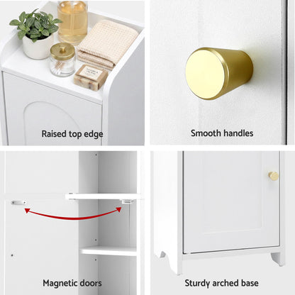 Artiss Bathroom Storage Cabinet 2-Tier Slim Toilet Organizer Adjustable White - Image 7