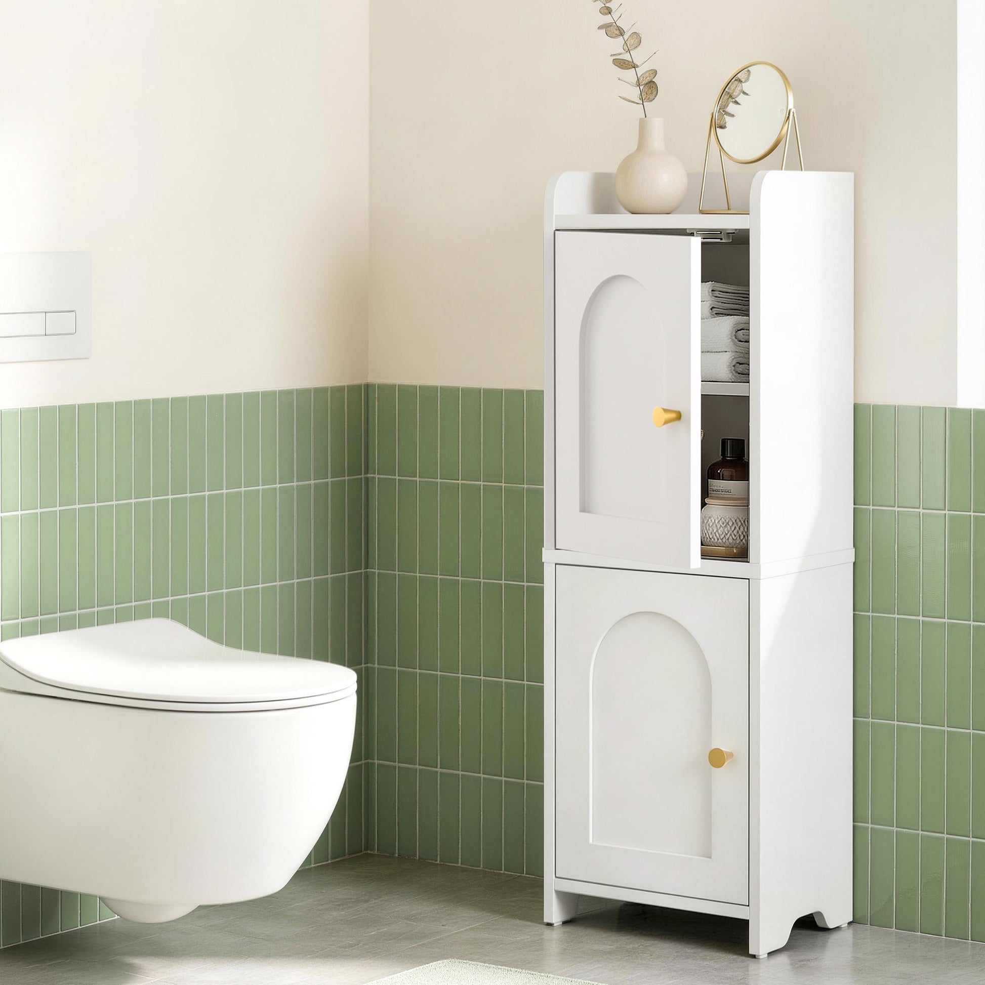 Artiss Bathroom Storage Cabinet 2-Tier Slim Toilet Organizer Adjustable White - Image 9