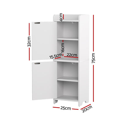 Artiss 2x Bathroom Storage Cabinet 2-Tier Slim Toilet Organizer Adjustable White - Image 3