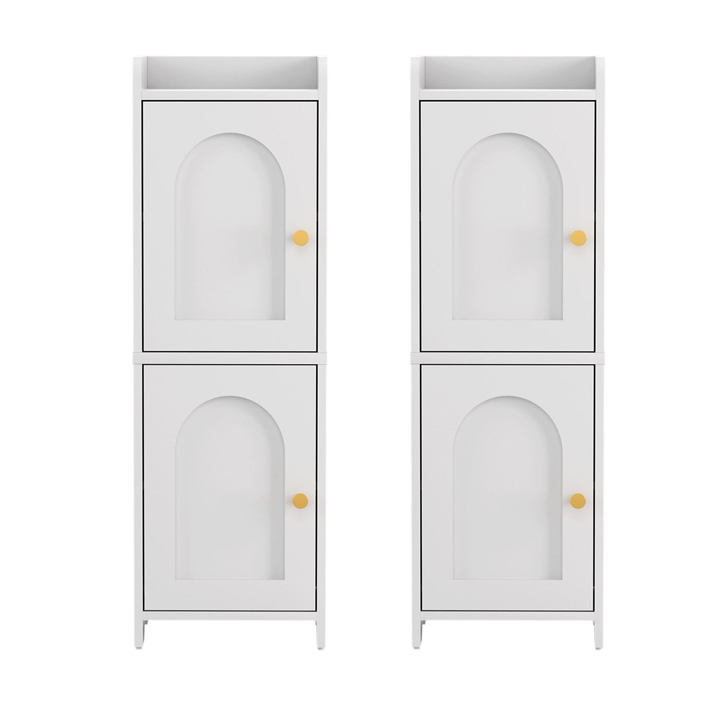 Artiss 2x Bathroom Storage Cabinet 2-Tier Slim Toilet Organizer Adjustable White - Image 4