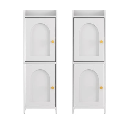 Artiss 2x Bathroom Storage Cabinet 2-Tier Slim Toilet Organizer Adjustable White - Image 4