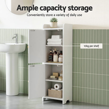 Artiss 2x Bathroom Storage Cabinet 2-Tier Slim Toilet Organizer Adjustable White - Image 5