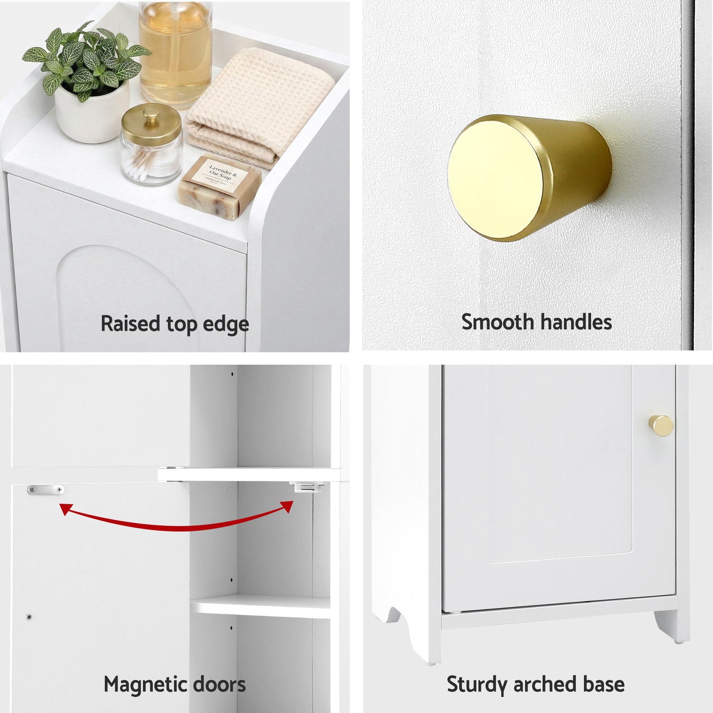 Artiss 2x Bathroom Storage Cabinet 2-Tier Slim Toilet Organizer Adjustable White - Image 7