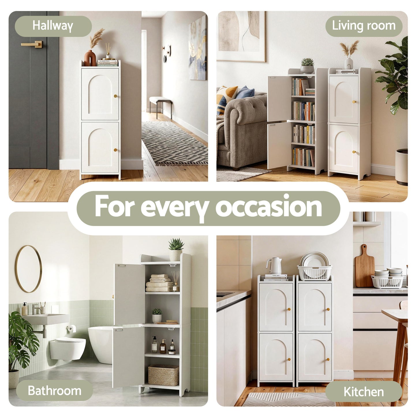 Artiss 2x Bathroom Storage Cabinet 2-Tier Slim Toilet Organizer Adjustable White - Image 8