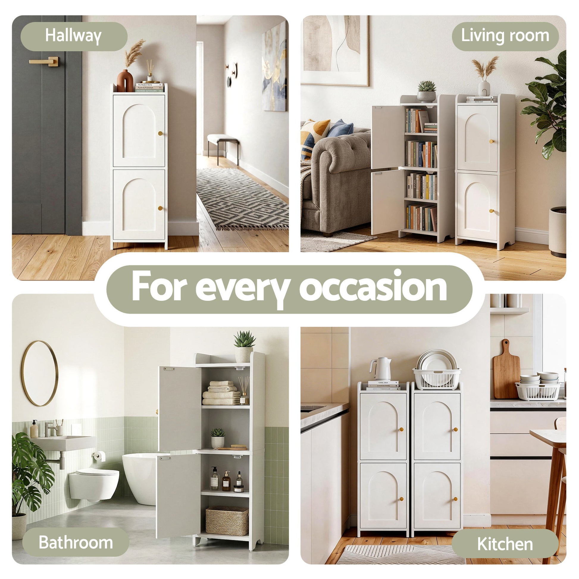 Artiss 2x Bathroom Storage Cabinet 2-Tier Slim Toilet Organizer Adjustable White - Image 8