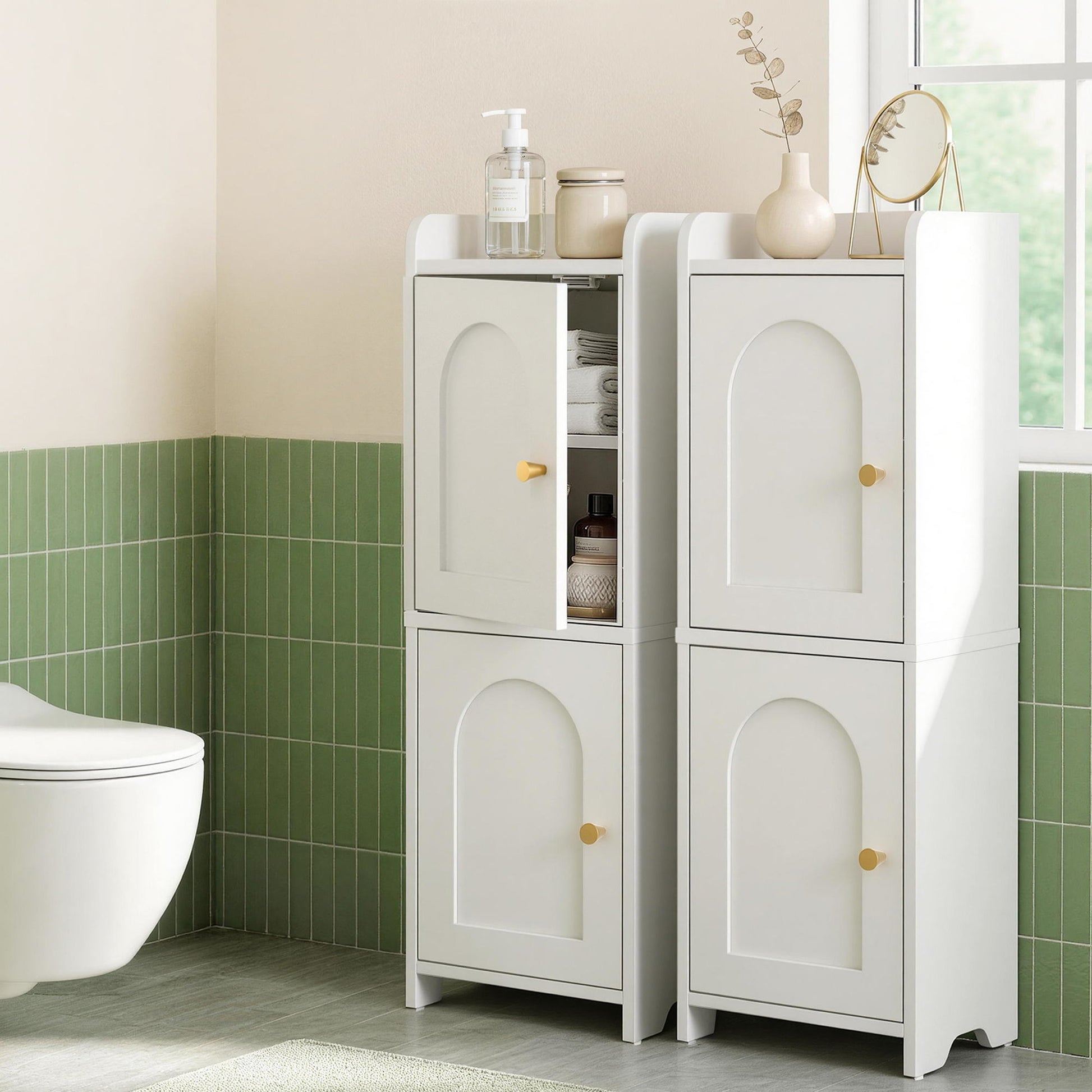 Artiss 2x Bathroom Storage Cabinet 2-Tier Slim Toilet Organizer Adjustable White - Image 9