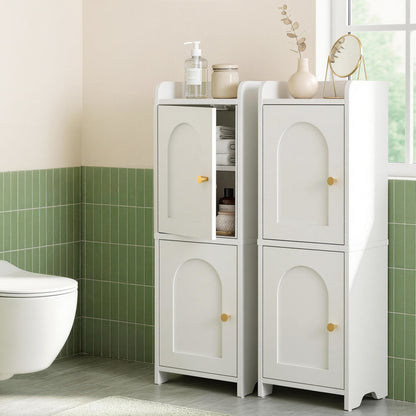 Artiss 2x Bathroom Storage Cabinet 2-Tier Slim Toilet Organizer Adjustable White - Image 9