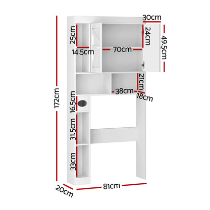Artiss Bathroom Storage Cabinet Over The Toilet Organiser Laundry Shelf Holder - Image 3
