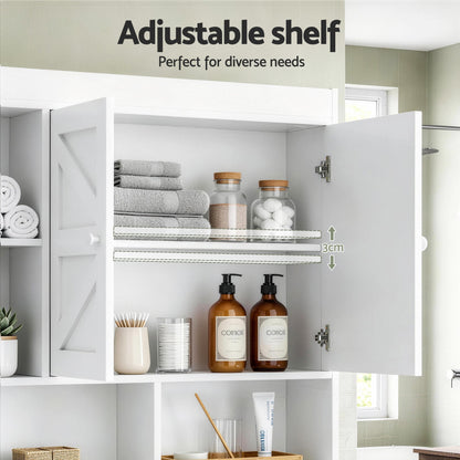 Artiss Bathroom Storage Cabinet Over The Toilet Organiser Laundry Shelf Holder - Image 7