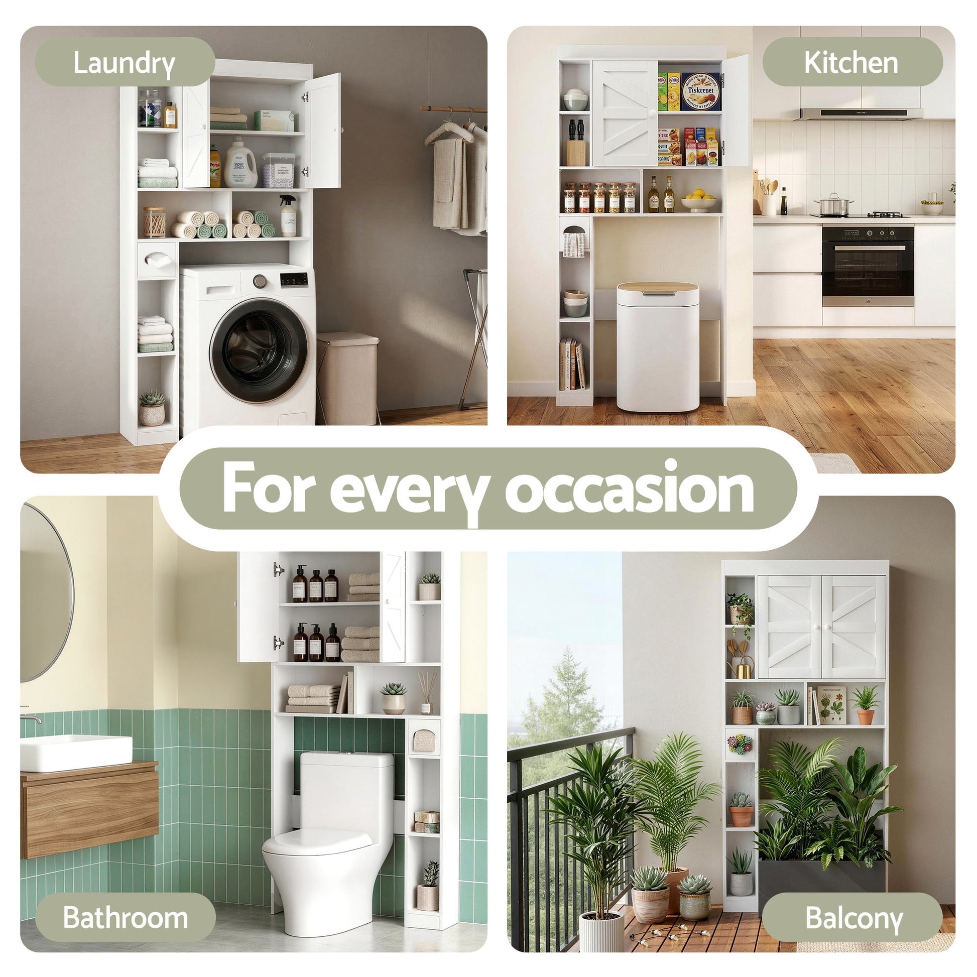 Artiss Bathroom Storage Cabinet Over The Toilet Organiser Laundry Shelf Holder - Image 9