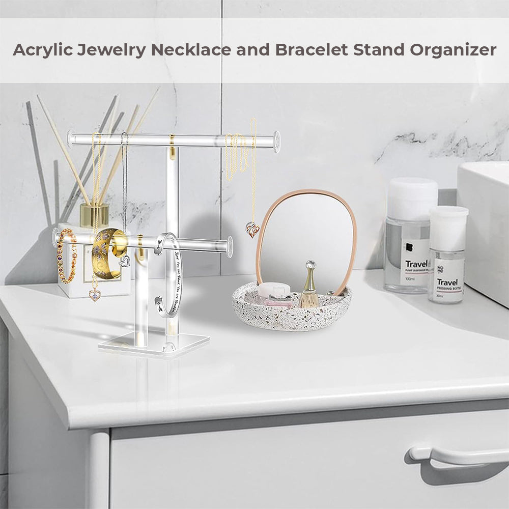 Fashyni Acrylic Jewelry Necklace and Bracelet Stand Organizer - Image 2