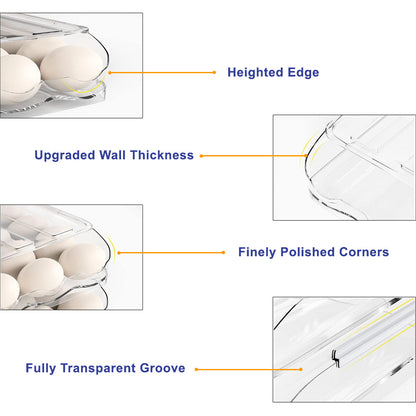 Hivvago 2 Layers Automatic Rolling Clear Egg Refrigerator Organizer with Lid - Image 5
