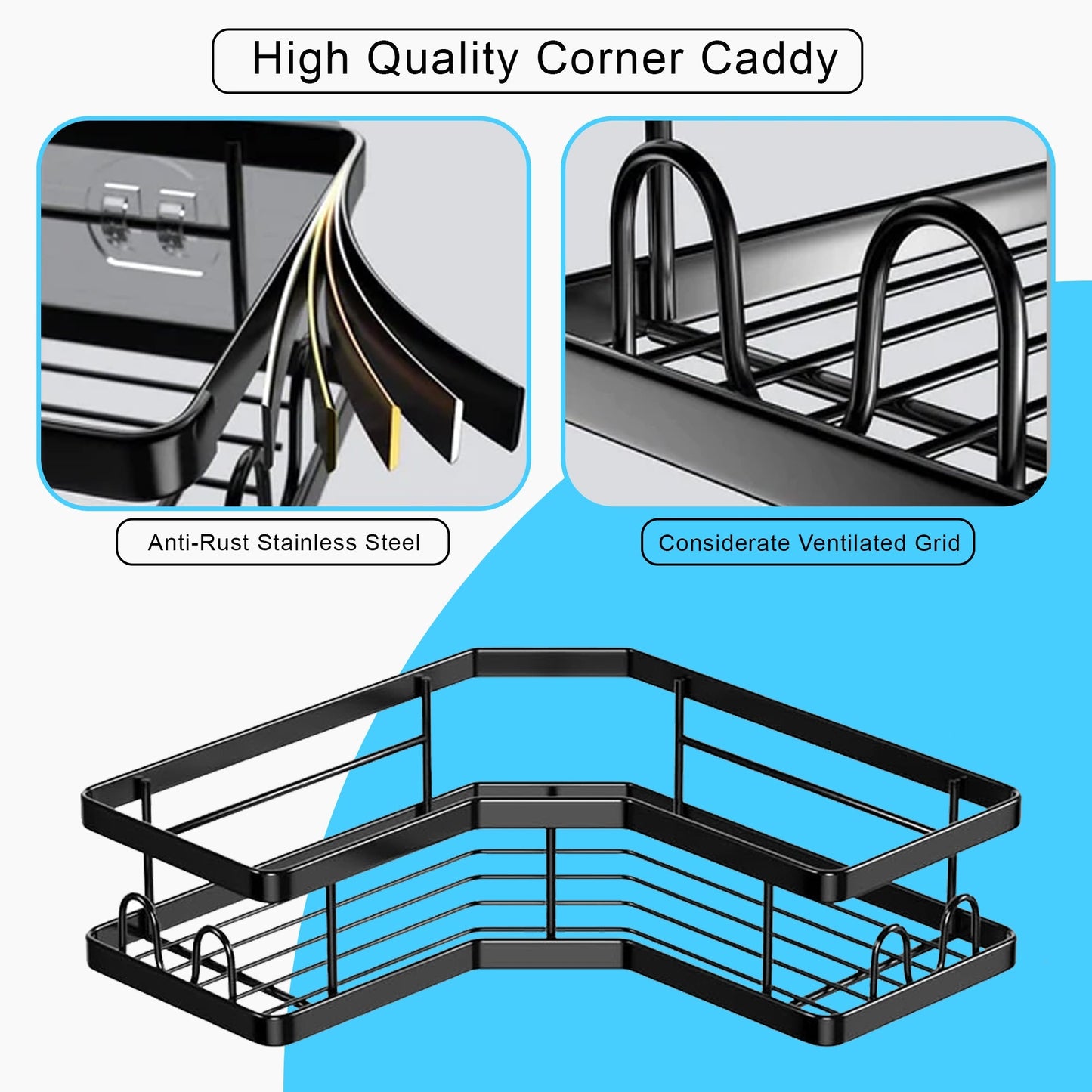 Hivvago Stainless Steel Bathroom Organizer Shelves - Image 3