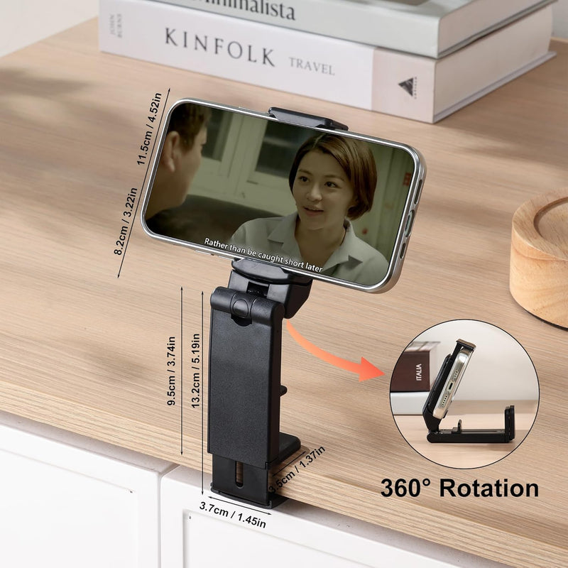 Urbanoki Airplane Phone Holder Mount 360° Rotation Stand for Travel Desk - Black - Image 3