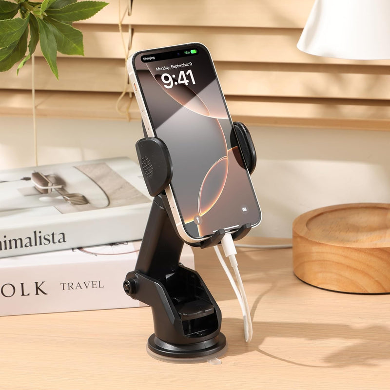 Urbanoki 4 in 1 Car Phone Holder Dashboard Windshield Vent Mount for All Phones - Black - Image 2