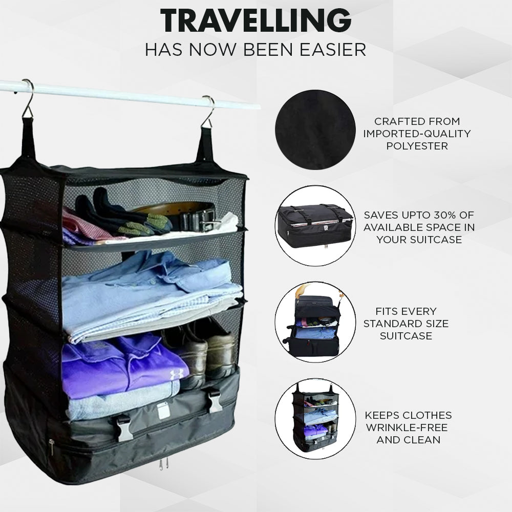 Vagooz Foldable 3 Shelf Travel Camping Organizer with Hook - Image 3
