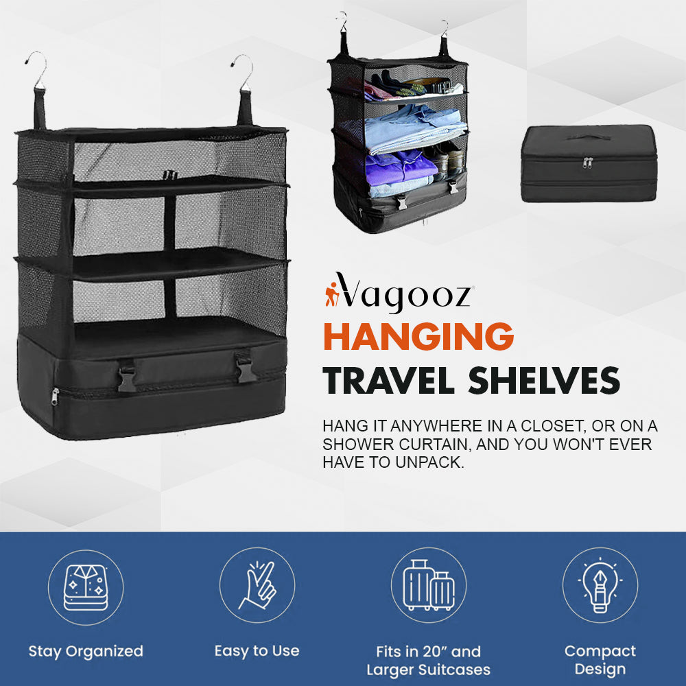 Vagooz Foldable 3 Shelf Travel Camping Organizer with Hook - Image 4