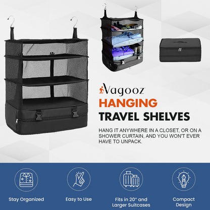 Vagooz Foldable 3 Shelf Travel Camping Organizer with Hook - Image 4
