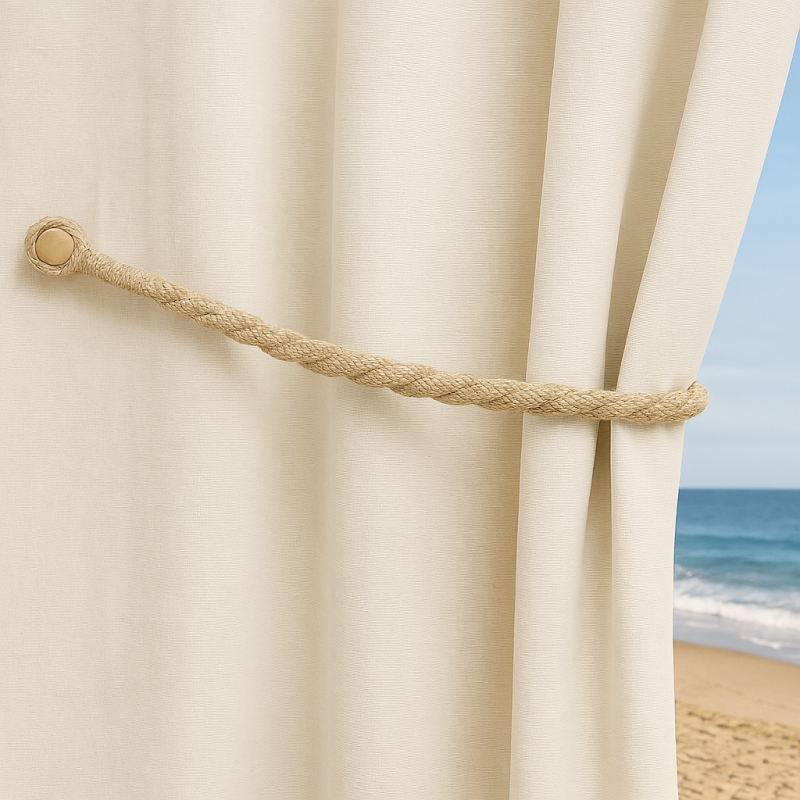 Magnetic weaved rope tieback Cream - Image 3