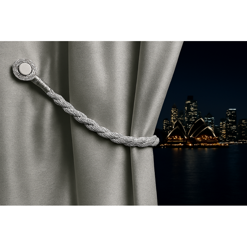 Magnetic weaved rope tieback Silver - Image 3