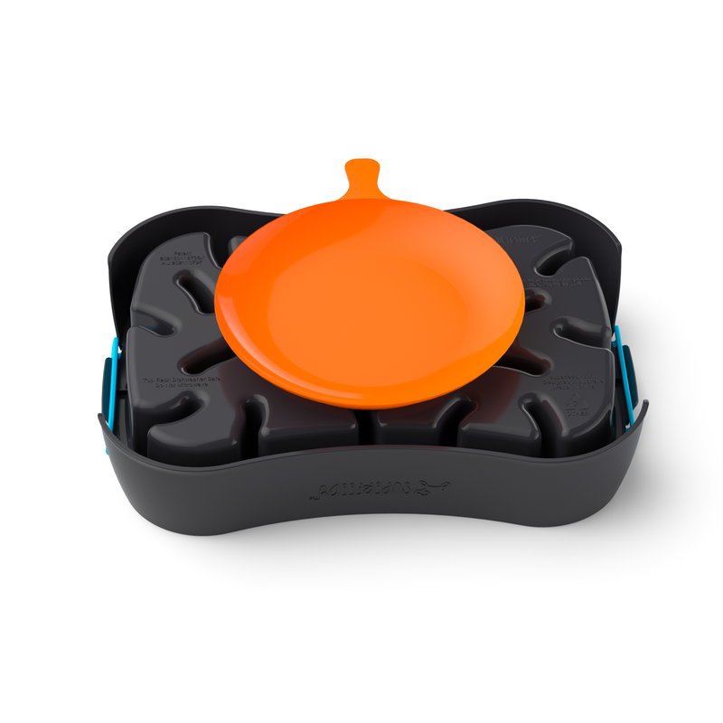 4-in-1 Slow Feeder Dog Bowl - Dark Grey Bowl with Blue Lickmat - Image 4