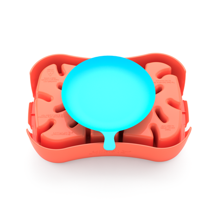 4-in-1 Slow Feeder Dog Bowl - Warm Ocean Red Bowl with Teal Lickmat - Image 3