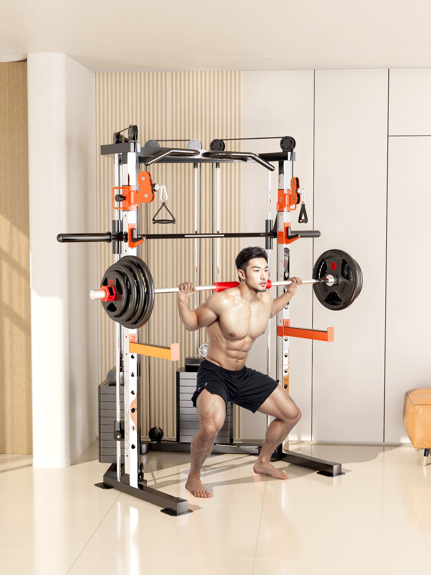 SmartFit C3 Max multi functional trainer smith machine with 130kgs pin loaded weights Machine with attachment - Image 2