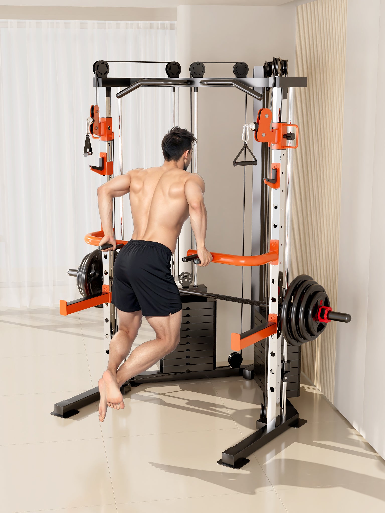 SmartFit C3 Max multi functional trainer smith machine with 130kgs pin loaded weights Machine with attachment - Image 6