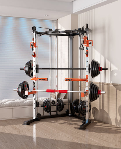 SmartFit C1 Max Multi Functional Cable Crossover Station 130kgs Pin Loaded  Machine + Multi Func Bench+7Ft Olympic Barbell + 100kgs Weights - Image 2