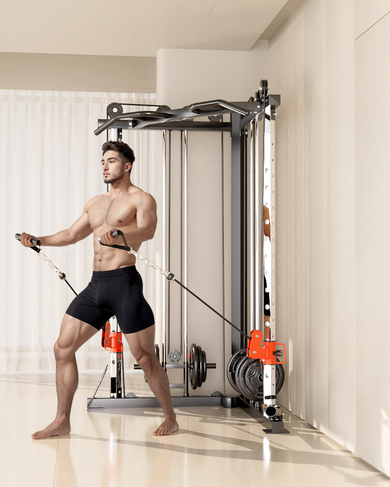 SmartFit C1 Max Multi Functional Cable Crossover Station 130kgs Pin Loaded  Machine + Multi Func Bench+7Ft Olympic Barbell + 100kgs Weights - Image 4