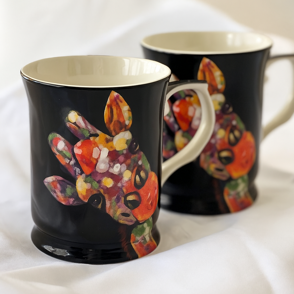Midnight Safari Giraffe Mug Set of 2| Bold Animal Print Drinkware - Image 2