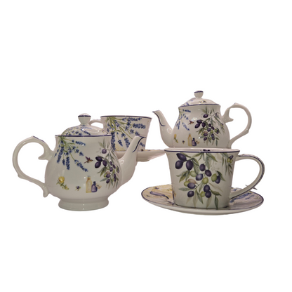 Lavender & Olive Tea Set for 2 - Premium Porcelain - Image 2