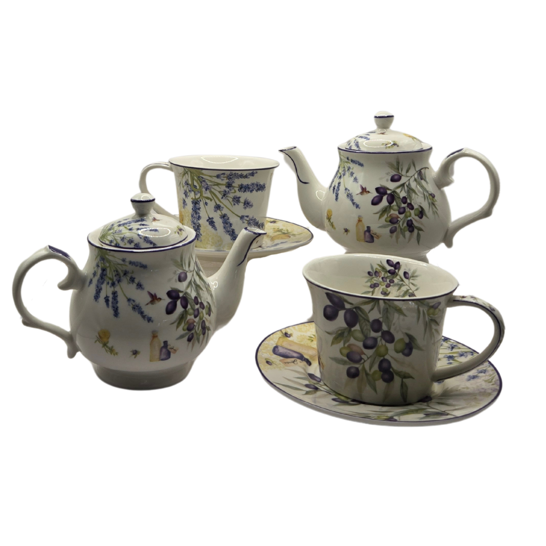 Lavender & Olive Tea Set for 2 - Premium Porcelain - Image 3